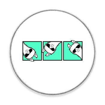 Lama Cool Looking Sunglasses Trio Friends Team - Round  fridge magnet - white - Front