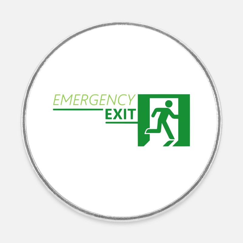 Emergency EXIT Classic Green - Round  fridge magnet - white