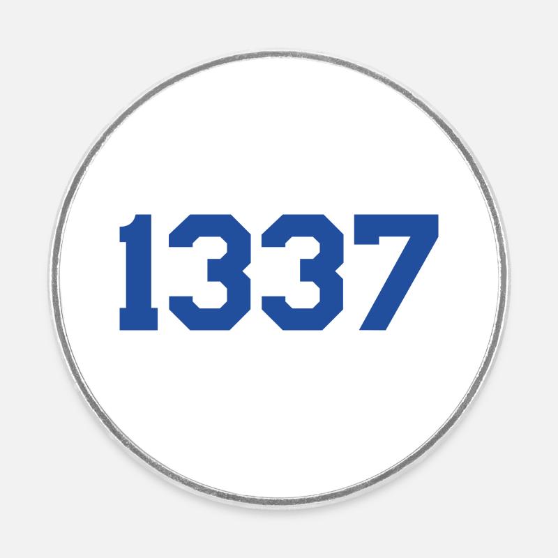 1337 – Blaues Textdesign - Runder Kühlschrankmagnet - Weiß