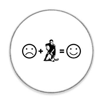 Short and clear floorball - Round  fridge magnet - white - Front