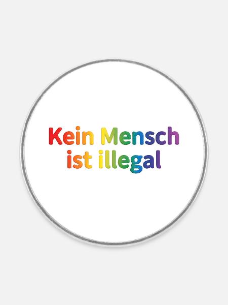 Kein Mensch ist illegal Regenbogen - Runder Kühlschrankmagnet - Weiß