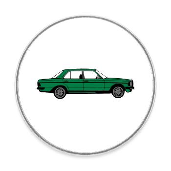 MB W123 ,Youngtimer ,Oldtimer, seitlich ..(25) - Runder Kühlschrankmagnet - Weiß - Vorne