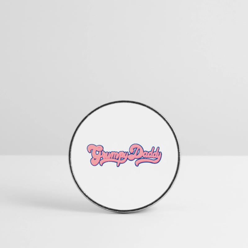 Script rétro de Grumpy Daddy - Couleur « Chewing-gum » Magnet rond