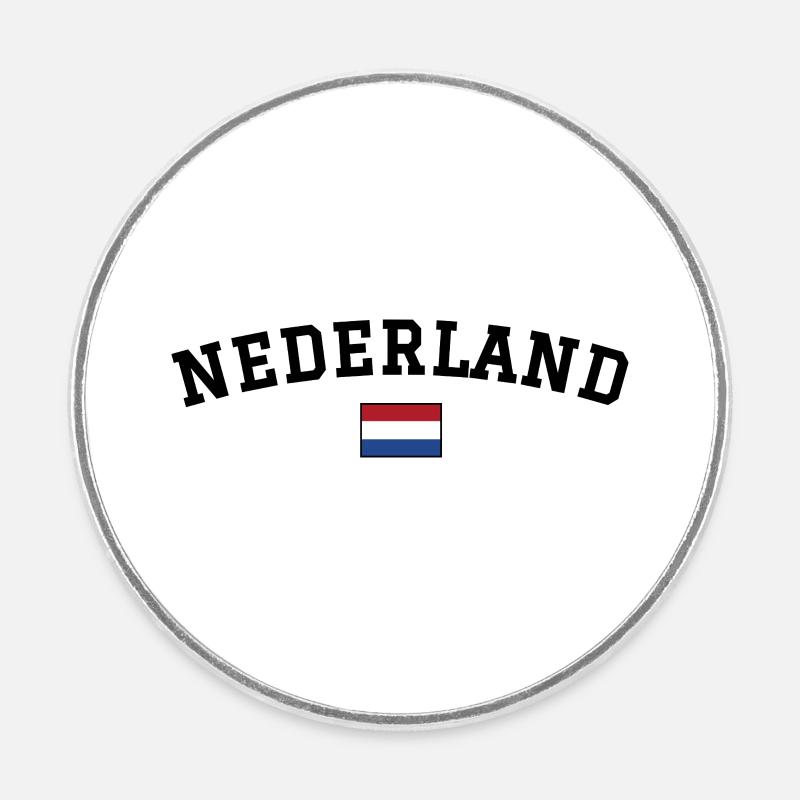 Drapeau des Pays-Bas Noir - Magnet rond - blanc