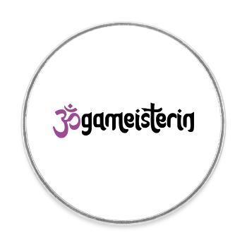 Jogameisterin - Typografisches OM (3-Farbig) - Runder Kühlschrankmagnet - Weiß - Vorne