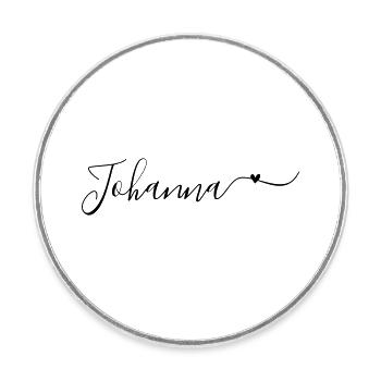Nom de famille Johanna Prénom décoratif - Magnet rond - blanc - Devant