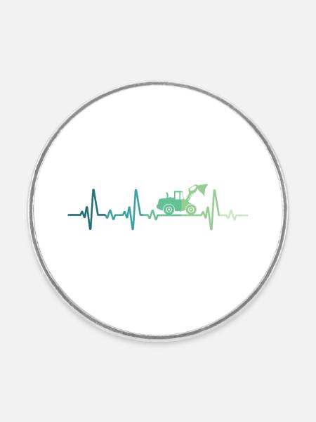 Radlader Heartbeat Bulldozer - Runder Kühlschrankmagnet - Weiß