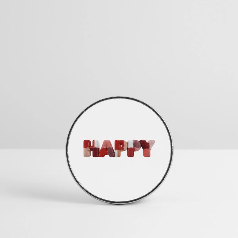 Happy Patchwork Design Fabric Patchwork Look Round  fridge magnet
