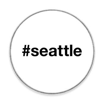 SEATTLE Hashtag Grunge - Round  fridge magnet - white - Front