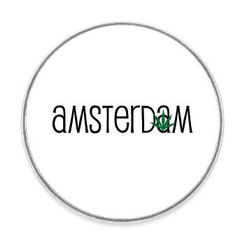Amsterdam - Cannabis - Weed - Magnet rond - blanc - Devant