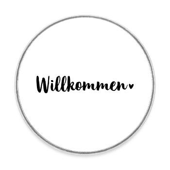 Welcome heart sticker door hanger apartment house - Round  fridge magnet - white - Front