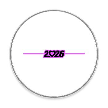 2026 year Heart - Round  fridge magnet - white - Front