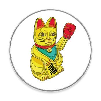 BOXING CAT - Round  fridge magnet - white - Front