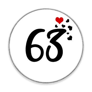 63. Geburtstag Jubiläum Herzen 63 - Runder Kühlschrankmagnet - Weiß - Vorne