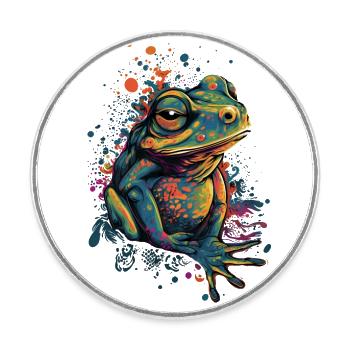 Trippy Frosch - Psychedelisches Motiv - Runder Kühlschrankmagnet - Weiß - Vorne