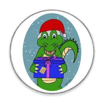 Christmasgator - Runder Kühlschrankmagnet - Weiß - Vorne