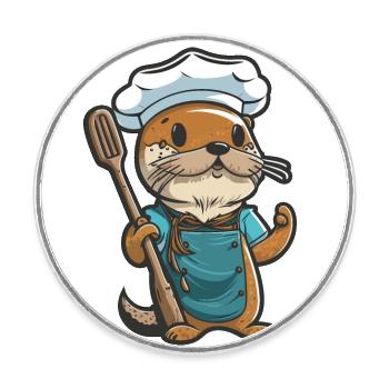 Otters Eats - Round  fridge magnet - white - Front