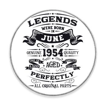 70e anniversaire Légendaire Juin 1954 Né en 1954 - Magnet rond - blanc - Devant
