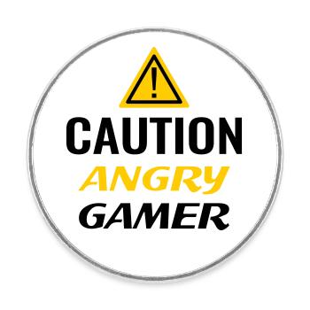 Angry Gamer Gambler Funny Sayings Play Anger - Round  fridge magnet - white - Front