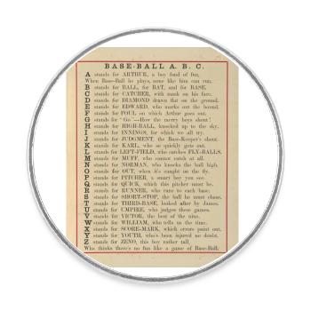 Baseball ABC 1885 Vintage Buch Illustration Nr.3 - Runder Kühlschrankmagnet - Weiß - Vorne