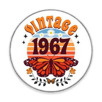 Retro und Vintage 1967 Frau 55 Jahre Jubiläum - Runder Kühlschrankmagnet - Weiß - Vorne