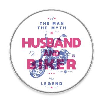 Ehemann und Biker der Mann der Mythos die Legende - Runder Kühlschrankmagnet - Weiß - Vorne