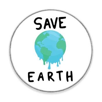 Save Earth Klimawandel Nachhaltig - Runder Kühlschrankmagnet - Weiß - Vorne