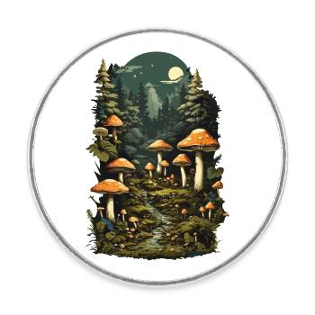 Magische Pilznacht ein Retro Pilzsammler Design - Runder Kühlschrankmagnet - Weiß - Vorne