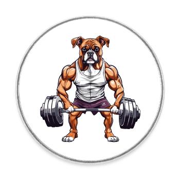 Muscle Boxer Chien Athlétique Fitness Design - Magnet rond - blanc - Devant