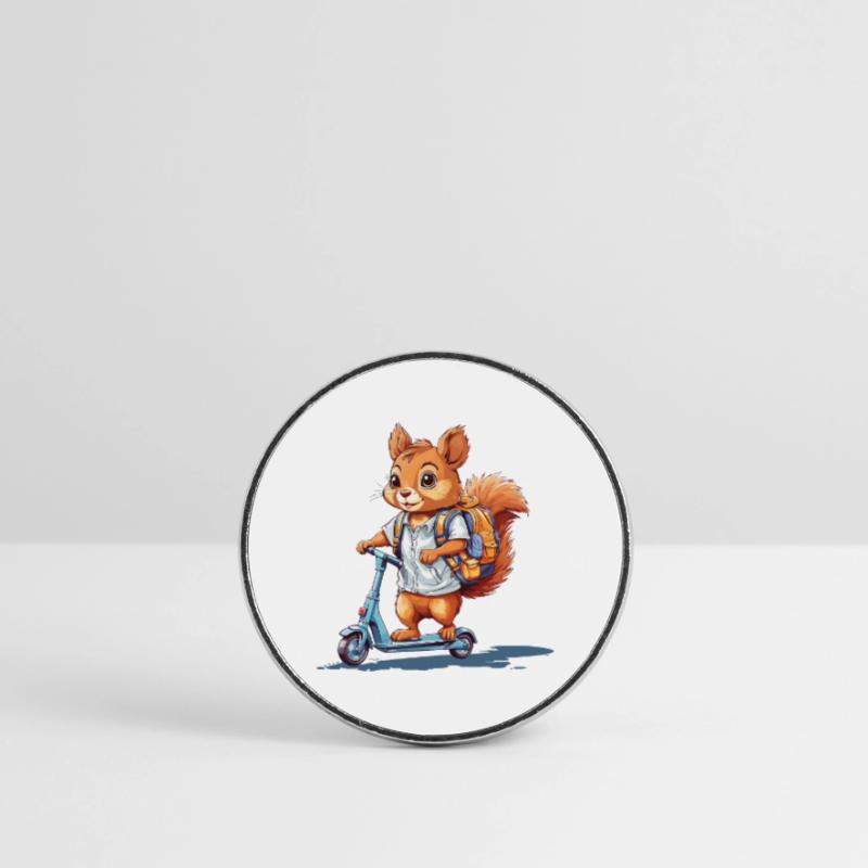 Fröhliches Eichhörnchen Schulstart Roller Design Runder Kühlschrankmagnet