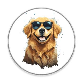Golden Retriever Coolness and Style Sunglasses - Round  fridge magnet - white - Front