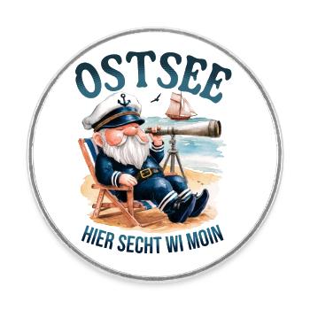 Hier secht wi MOIN - Ostsee - Magnet rond - blanc - Devant