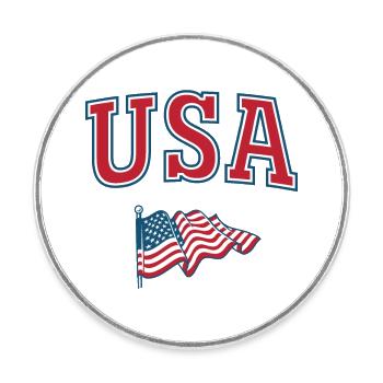 Drapeau des États-Unis - Magnet rond - blanc - Devant