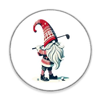 Golfspieler Gnome Für Golf Liebhaber - Runder Kühlschrankmagnet - Weiß - Vorne