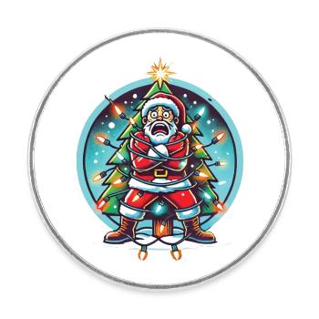 Amusement de l’électrocution de Noël avec le Père Noël - Magnet rond - blanc - Devant