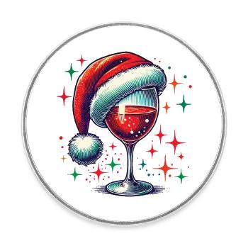 Weihnachtlicher Weingenuss Mit Glanz - Runder Kühlschrankmagnet - Weiß - Vorne