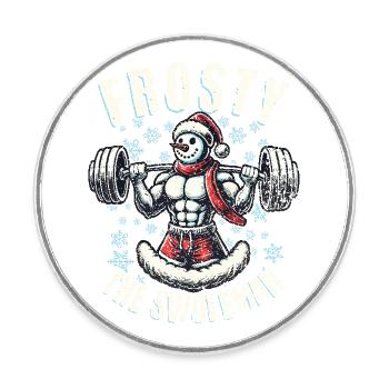 Frosty the Swoleman Snowman Fitness - Round  fridge magnet - white - Front