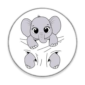 Baby Elefant Tier Elefantenbaby tragen Babyelefant - Runder Kühlschrankmagnet - Weiß - Vorne
