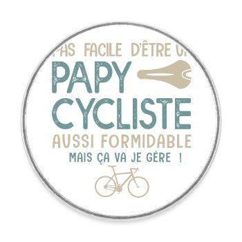 papy cycliste formidable vélo velo vélos - Magnet rond - blanc - Devant