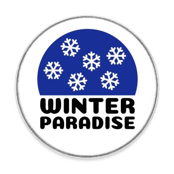 Winter paradise (Himmelsgewölbe, Schneeflocken) - Runder Kühlschrankmagnet - Weiß - Vorne