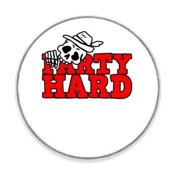 Birthday with alcohol and beer - Party Hard - Round  fridge magnet - white - Front