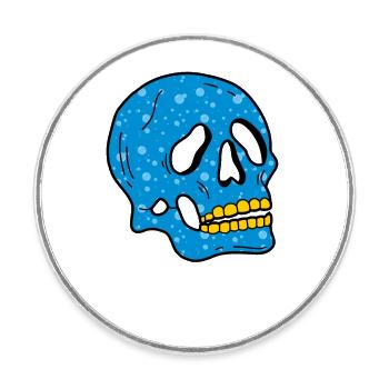 Blaue Blasen Totenkopf - Runder Kühlschrankmagnet - Weiß - Vorne