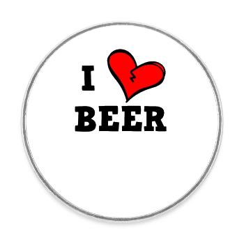 I love beer - Round  fridge magnet - white - Front