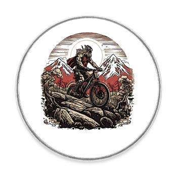Le Viking cycliste aime le VTT - Magnet rond - blanc - Devant