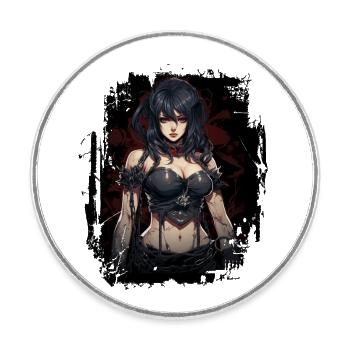 Fille gothique en forme - Magnet rond - blanc - Devant