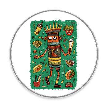 Hiéroglyphes amusants : restauration rapide - Magnet rond - blanc - Devant