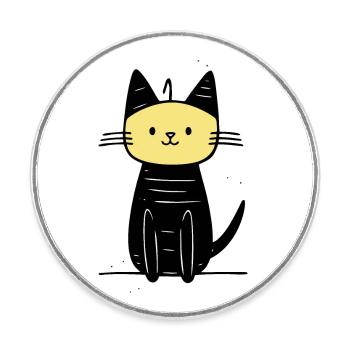cute cat - Round  fridge magnet - white - Front