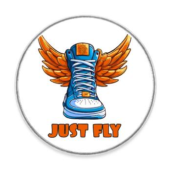 Sneaker sneaker with wings - Round  fridge magnet - white - Front