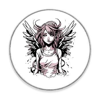 Modern Angel Girl - Round  fridge magnet - white - Front