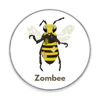 Zombee - Runder Kühlschrankmagnet - Weiß - Vorne
